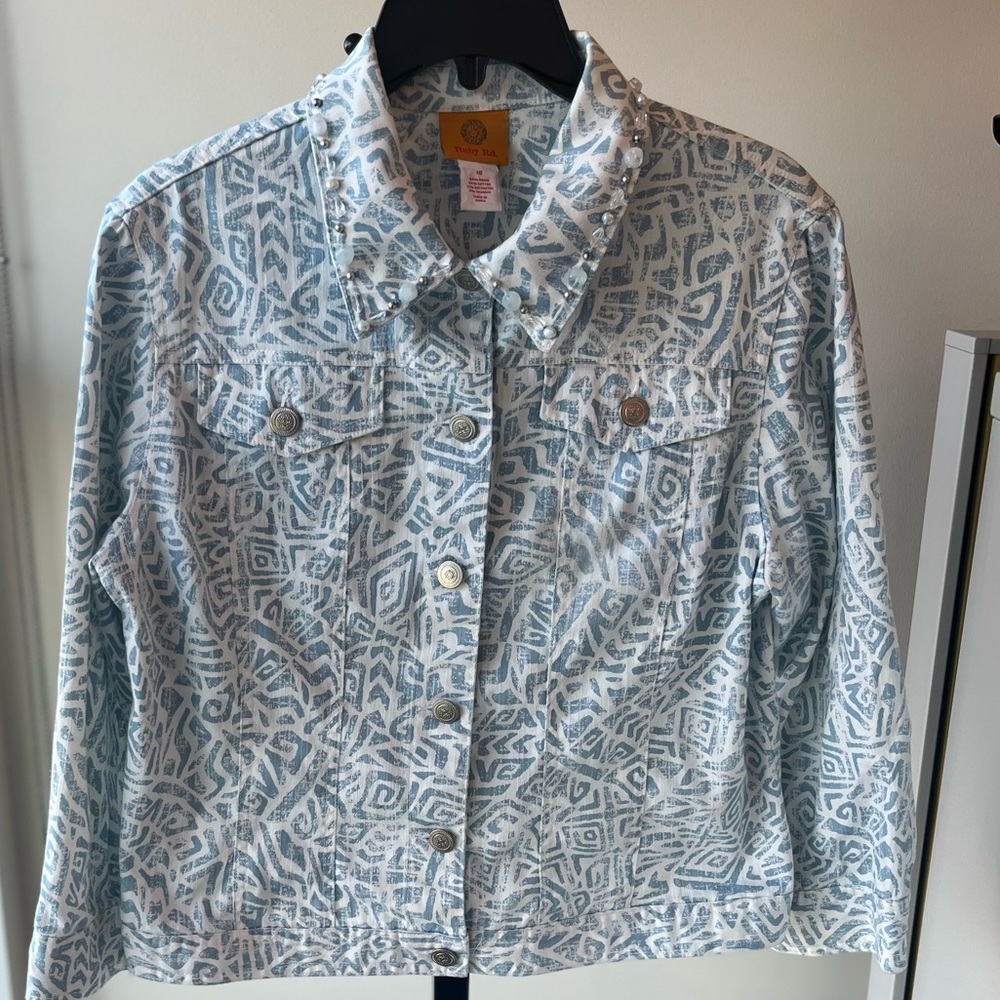Ruby Rd. Blue and White Patterned Jacket